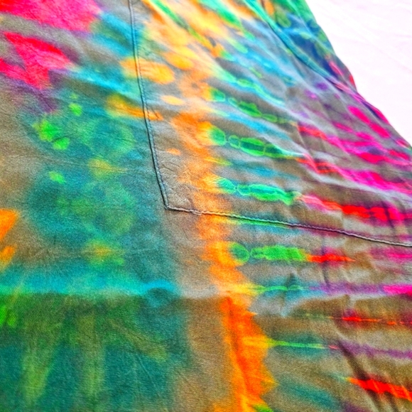 TIE DYE Colorful Rayon Flowy Midi Shift Dress OS NEW - Picture 4 of 8